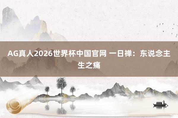 AG真人2026世界杯中国官网 一日禅:东说念主生之痛