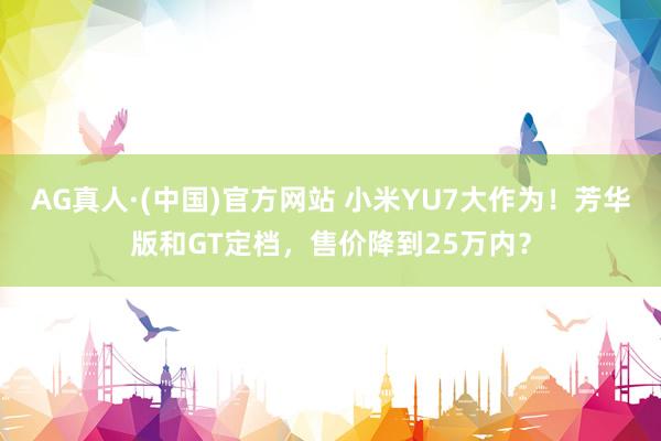 AG真人·(中国)官方网站 小米YU7大作为!芳华版和GT定档,售价降到25万内?