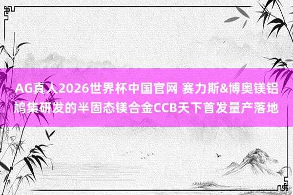 AG真人2026世界杯中国官网 赛力斯&博奥镁铝鸠集研发的半固态镁合金CCB天下首发量产落地