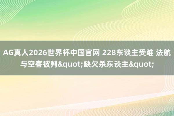 AG真人2026世界杯中国官网 228东谈主受难 法航与空客被判"缺欠杀东谈主"