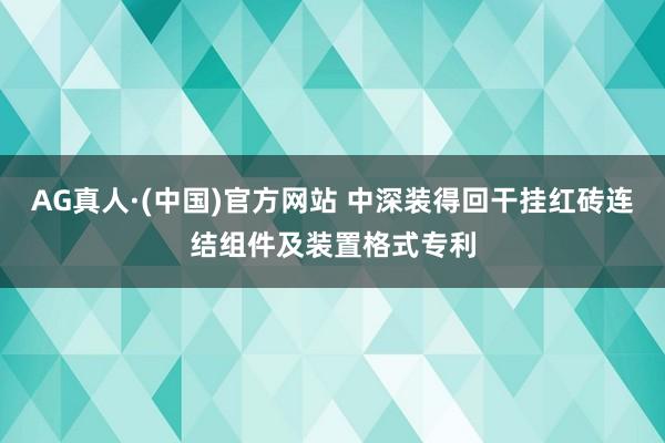 AG真人·(中国)官方网站 中深装得回干挂红砖连结组件及装置格式专利