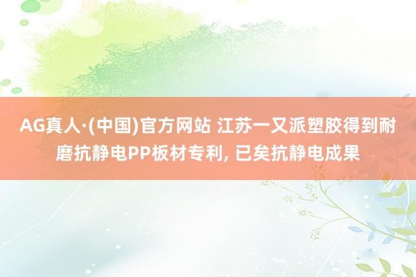 AG真人·(中国)官方网站 江苏一又派塑胶得到耐磨抗静电PP板材专利， 已矣抗静电成果