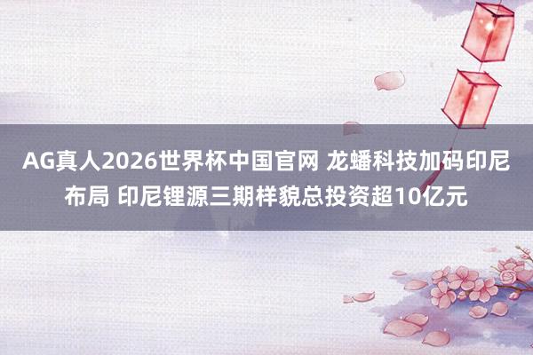 AG真人2026世界杯中国官网 龙蟠科技加码印尼布局 印尼锂源三期样貌总投资超10亿元